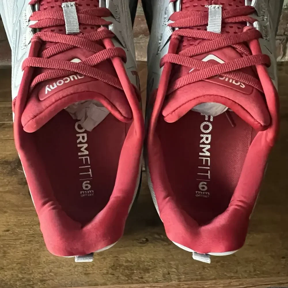 Saucony Hurricane 24 Max Cushion Stability Men's 15 Gray Crimson Running Shoes
